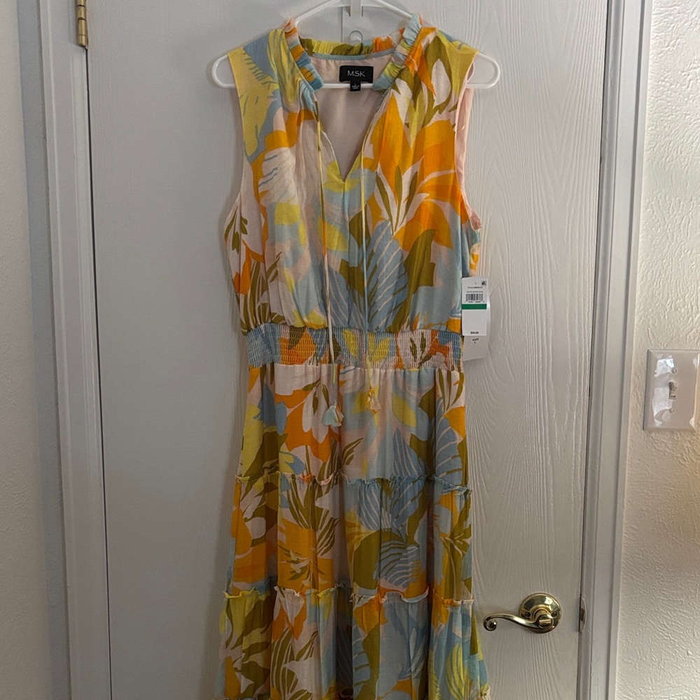 MSK Women's Tropical Print Maxi Dress